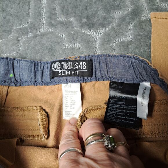 H&M Originals 48 Slim Fit khaki pants Boys size 14 ADJUSTABLE WAIST 26Wx24L - Picture 4 of 9